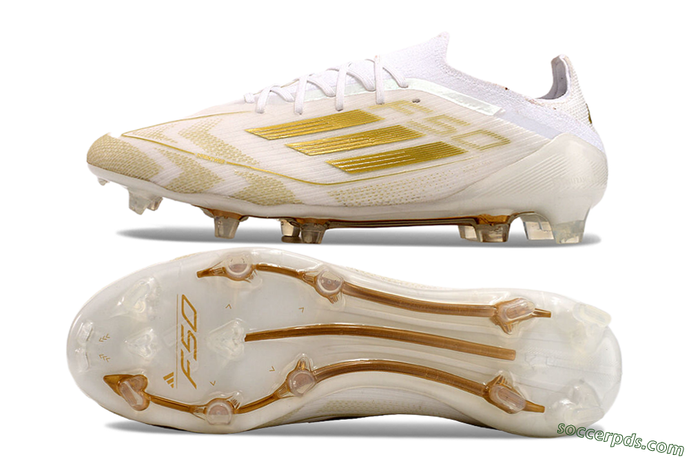Adidas F50 Elite FG Low-Tops Football Boots - White/Gold 0