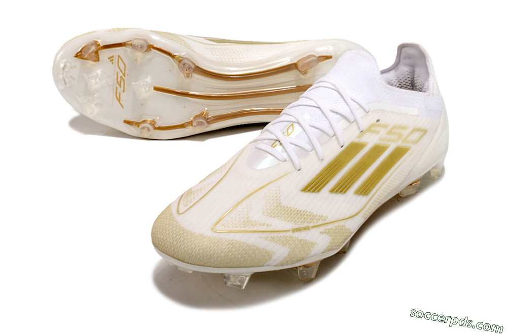 Adidas F50 Elite FG Low-Tops Football Boots - White/Gold 3