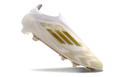 Adidas F50 Elite Laceless FG Low-Tops Football Boots - White/Gold