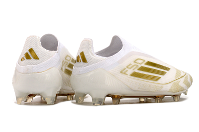 Adidas F50 Elite Laceless FG Low-Tops Football Boots - White/Gold