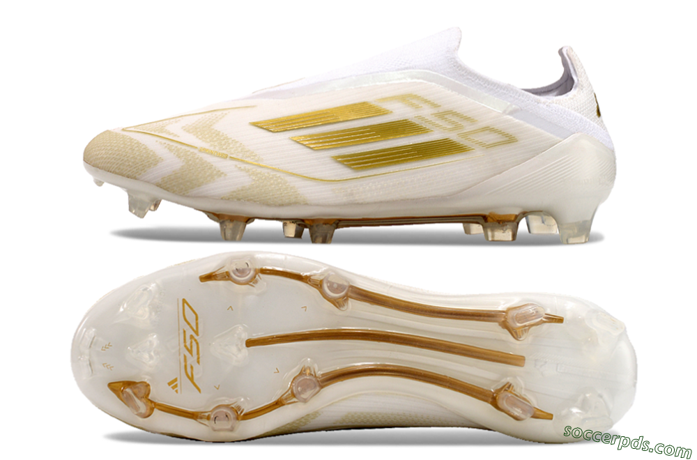 Adidas F50 Elite Laceless FG Low-Tops Football Boots - White/Gold 0