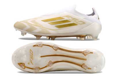Adidas F50 Elite Laceless FG Low-Tops Football Boots - White/Gold