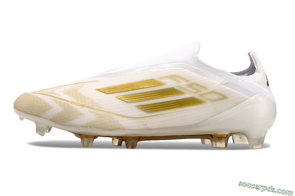 Adidas F50 Elite Laceless FG Low-Tops Football Boots - White/Gold 2