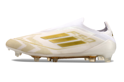 Adidas F50 Elite Laceless FG Low-Tops Football Boots - White/Gold