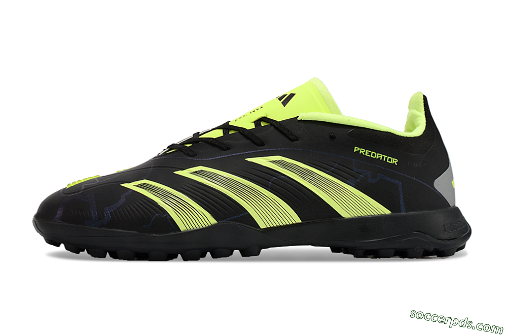 Adidas Predator 24 Elite TF Low-Tops Football Shoes - Black/Yellow/Grey 2