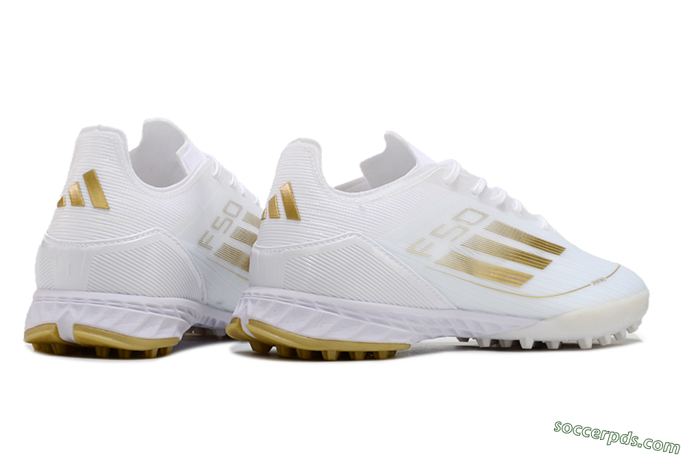 Adidas F50 Elite TF Low-Tops Football Shoes - White/Gold 6