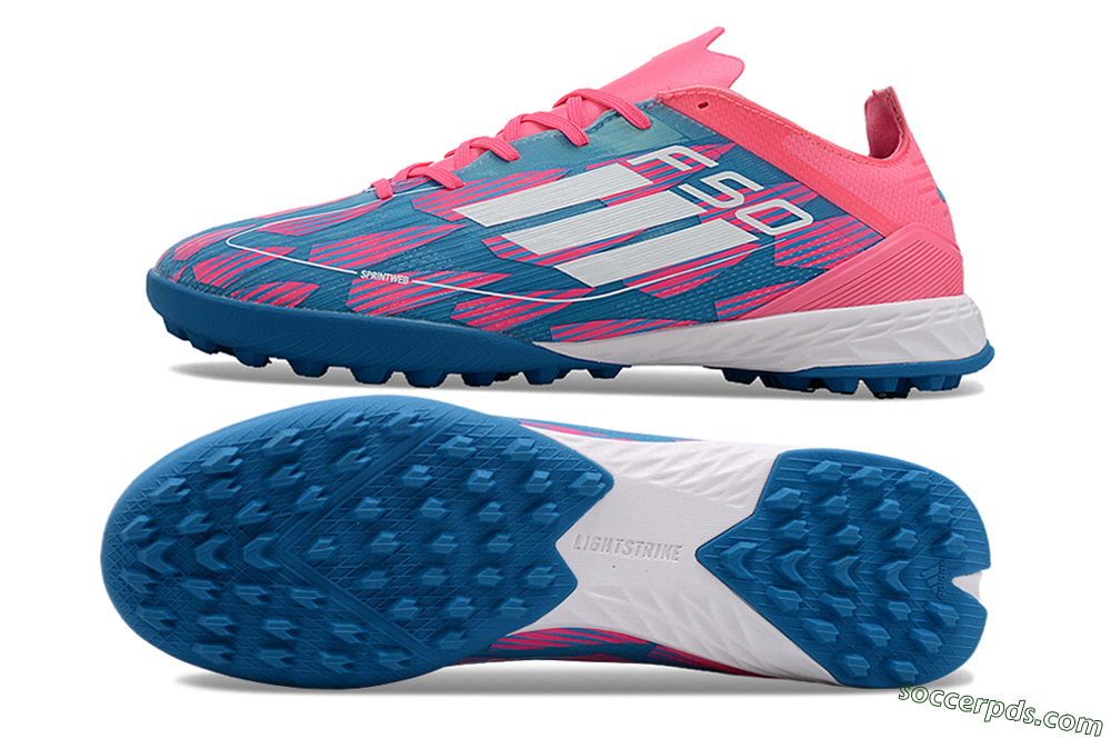 Adidas F50 Elite TF Low-Tops Football Shoes - Blue/Pink/White 0