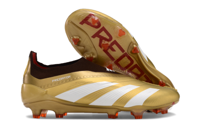 Adidas Predator 24 Elite Laceless FG Low-Tops Football Boots - Gold/White/Brown