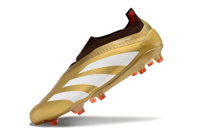 Adidas Predator 24 Elite Laceless FG Low-Tops Football Boots - Gold/White/Brown