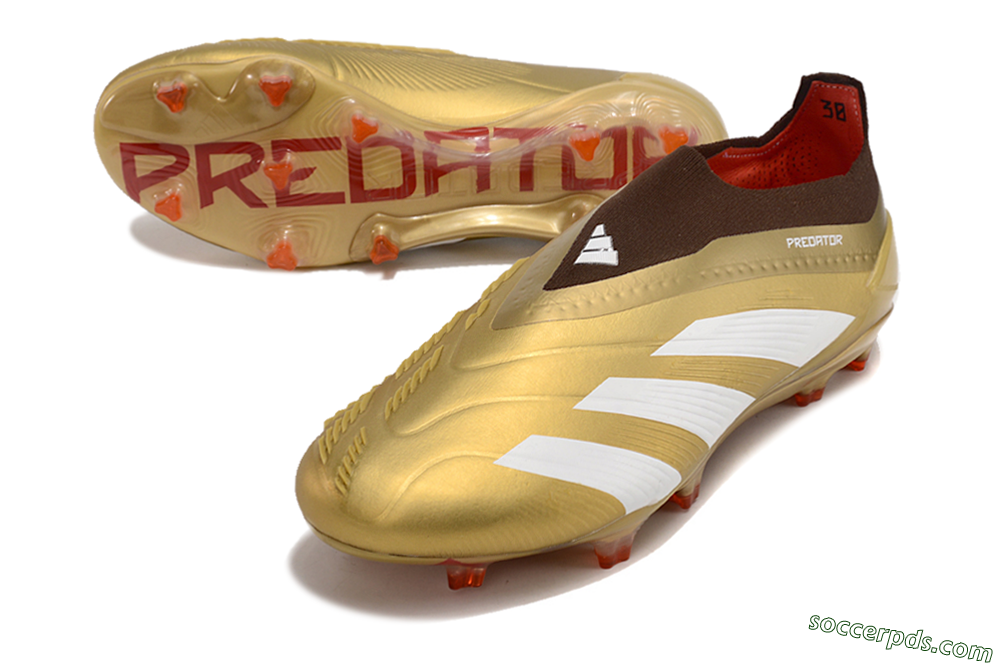 Adidas Predator 24 Elite Laceless FG Low-Tops Football Boots - Gold/White/Brown 3