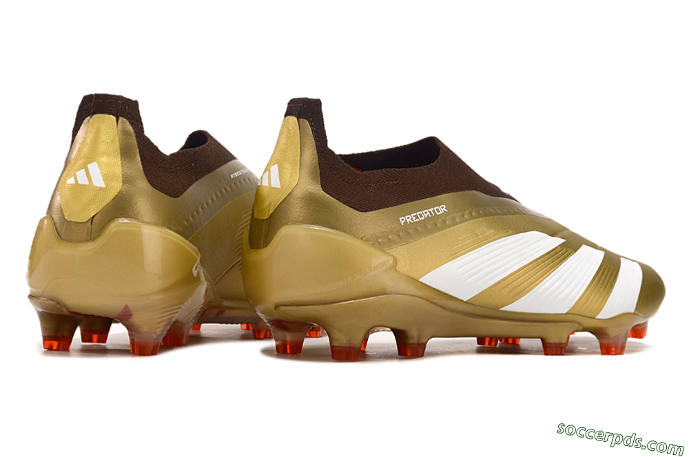 Adidas Predator 24 Elite Laceless FG Low-Tops Football Boots - Gold/White/Brown 6