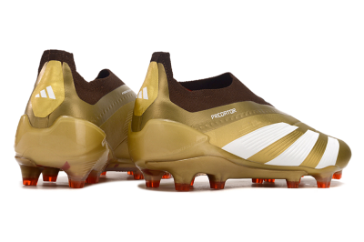 Adidas Predator 24 Elite Laceless FG Low-Tops Football Boots - Gold/White/Brown