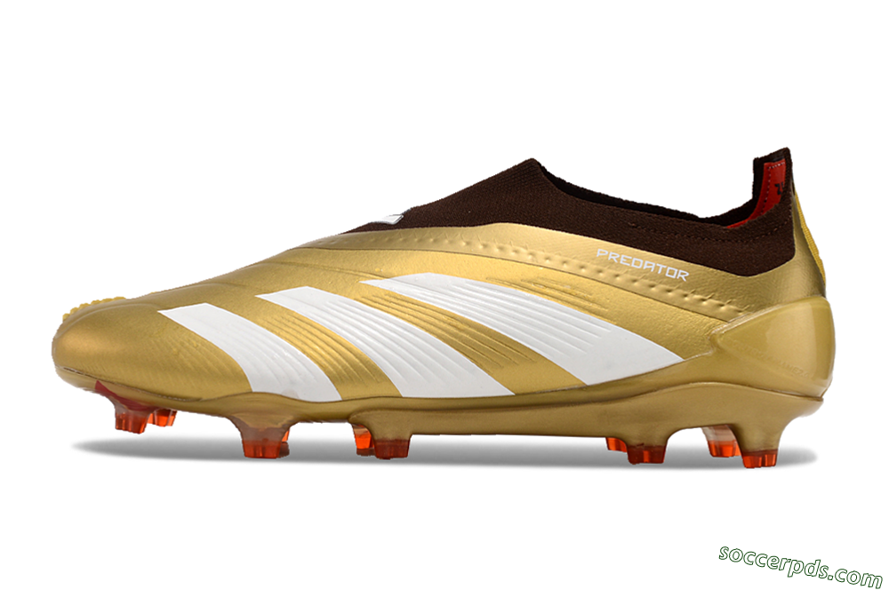 Adidas Predator 24 Elite Laceless FG Low-Tops Football Boots - Gold/White/Brown 2