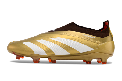 Adidas Predator 24 Elite Laceless FG Low-Tops Football Boots - Gold/White/Brown