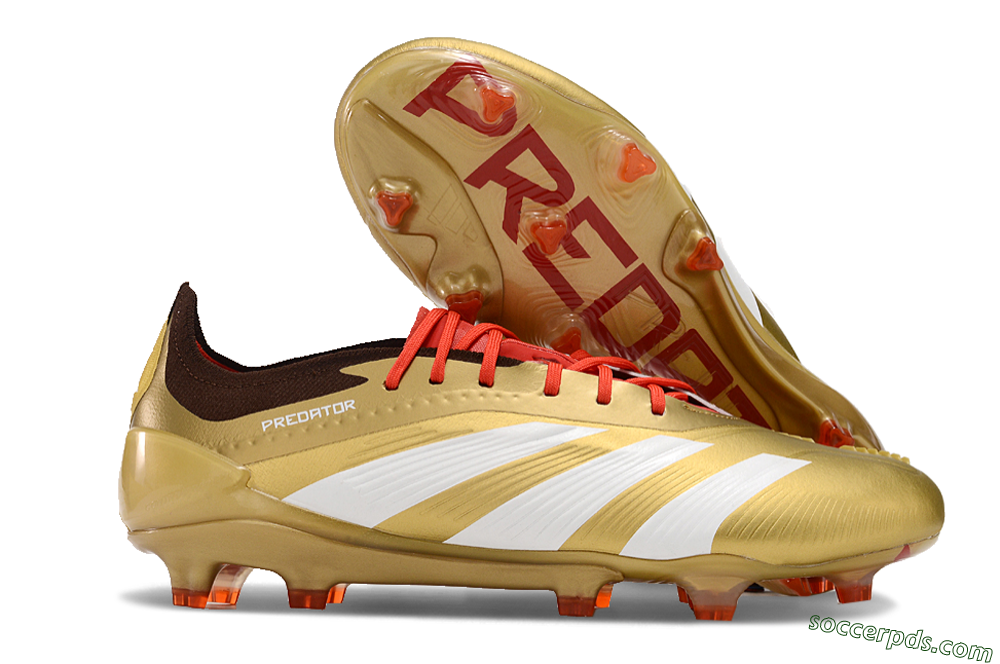 Adidas Predator 24 Elite FG Low-Tops Football Boots - Gold/White/Brown 1