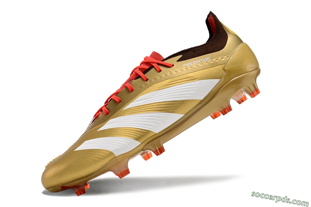 Adidas Predator 24 Elite FG Low-Tops Football Boots - Gold/White/Brown 5