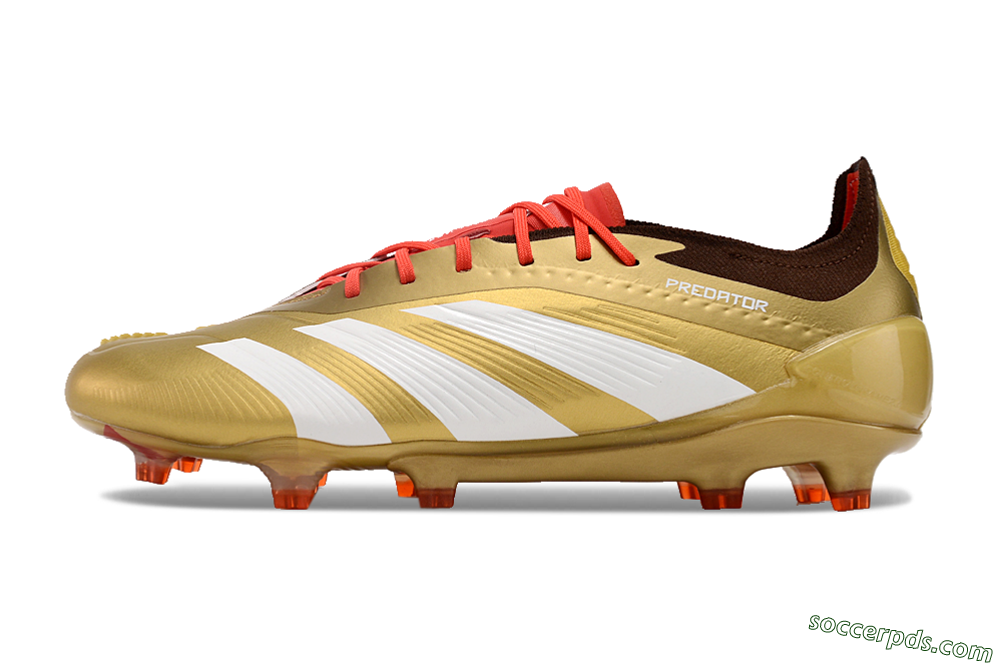 Adidas Predator 24 Elite FG Low-Tops Football Boots - Gold/White/Brown 2