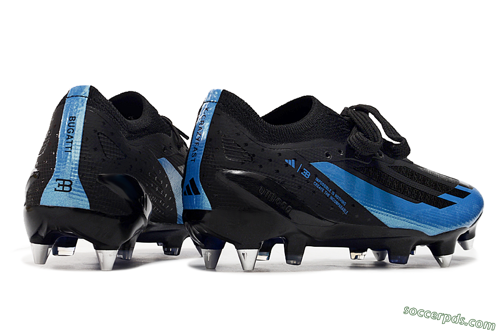 Adidas X Bugatti Crazyfast.1 SG Low-Tops Football Boots - Black/Blue/Silver 6