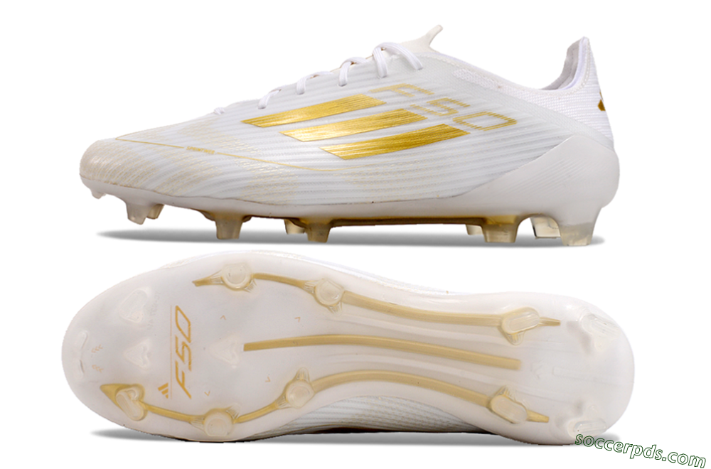 Adidas F50 Adizero FG Low-Tops Football Boots - White/Gold 6