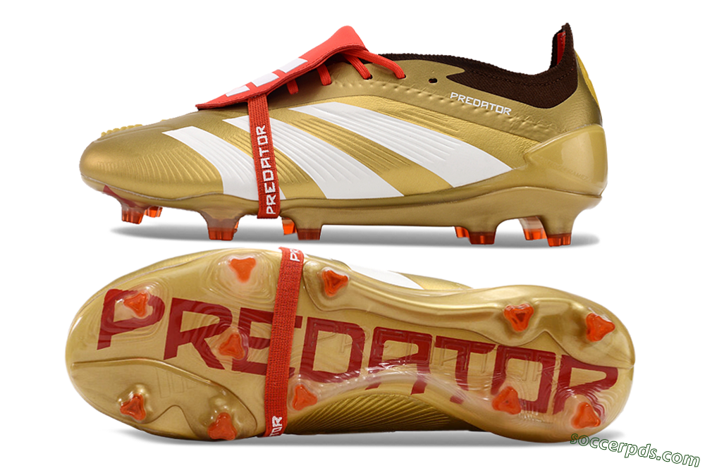 Adidas Predator Elite Foldover Tongue FG Low-Tops Football Boots - Gold/White/Red 0