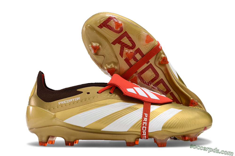 Adidas Predator Elite Foldover Tongue FG Low-Tops Football Boots - Gold/White/Red 1
