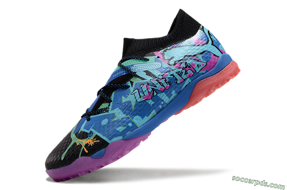 Puma Future Ultimate TF Low-Tops Football Shoes - Black/Pink/Blue 6