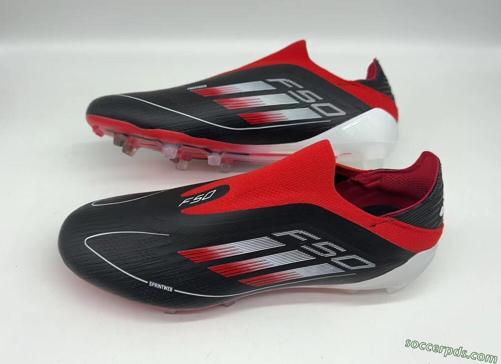 Adidas F50 Elite Laceless FG Low-Tops Football Boots - Black/Red/White