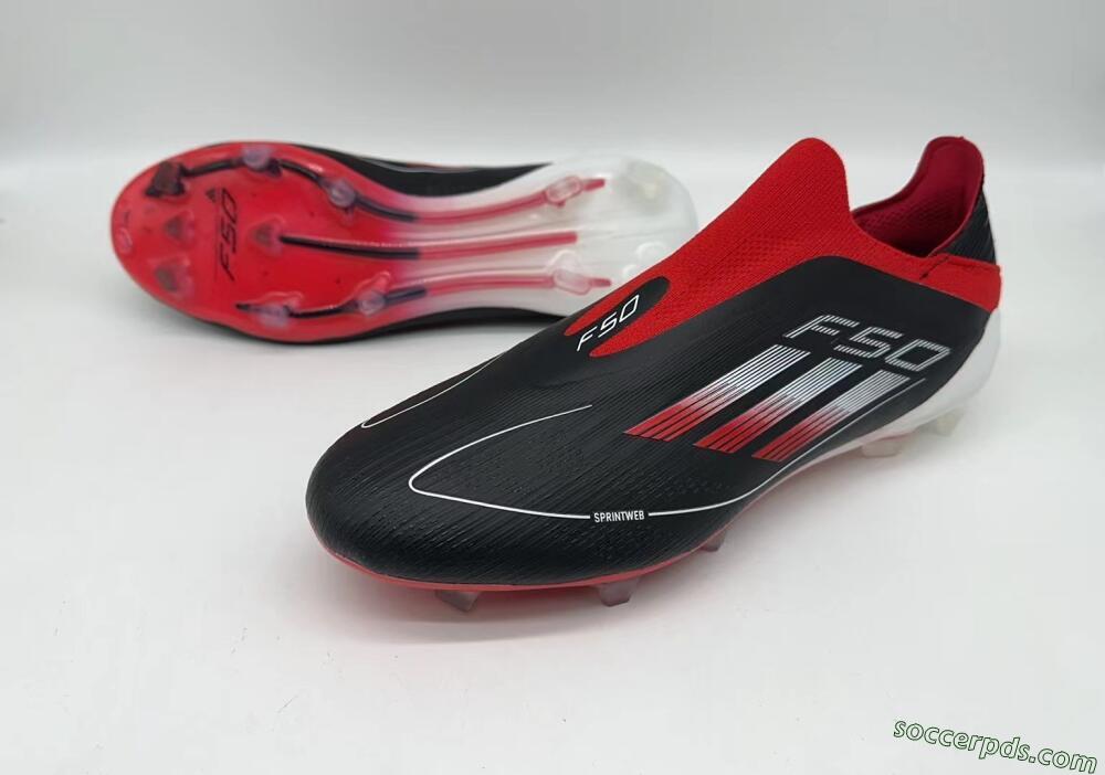 Adidas F50 Elite Laceless FG Low-Tops Football Boots - Black/Red/White