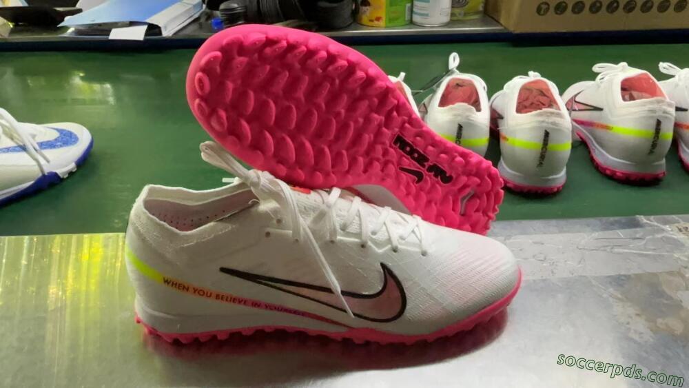 Nike Air Zoom Mercurial Vapor 15 Elite TF Low-Tops Football Shoes - White/Pink/Black/Yellow
