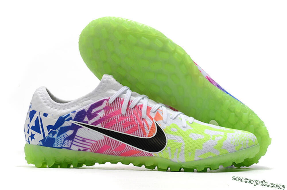 Nike Mercurial Vapor 13 Pro TF Low-Tops Football Shoes - White/Black/Pink/Blue 1