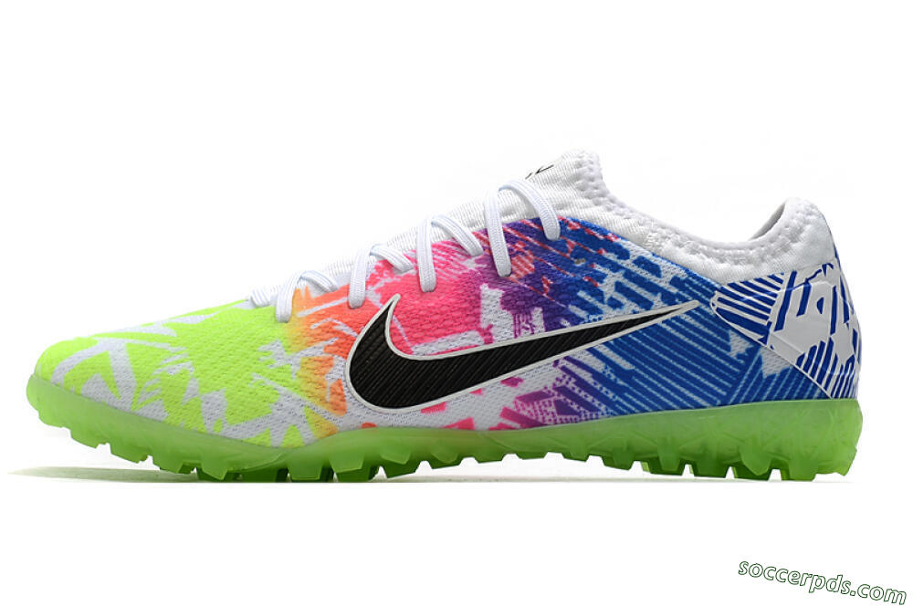 Nike Mercurial Vapor 13 Pro TF Low-Tops Football Shoes - White/Black/Pink/Blue 2