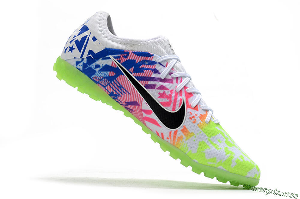 Nike Mercurial Vapor 13 Pro TF Low-Tops Football Shoes - White/Black/Pink/Blue 4