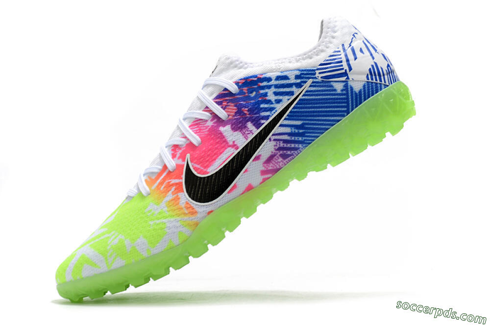 Nike Mercurial Vapor 13 Pro TF Low-Tops Football Shoes - White/Black/Pink/Blue 5