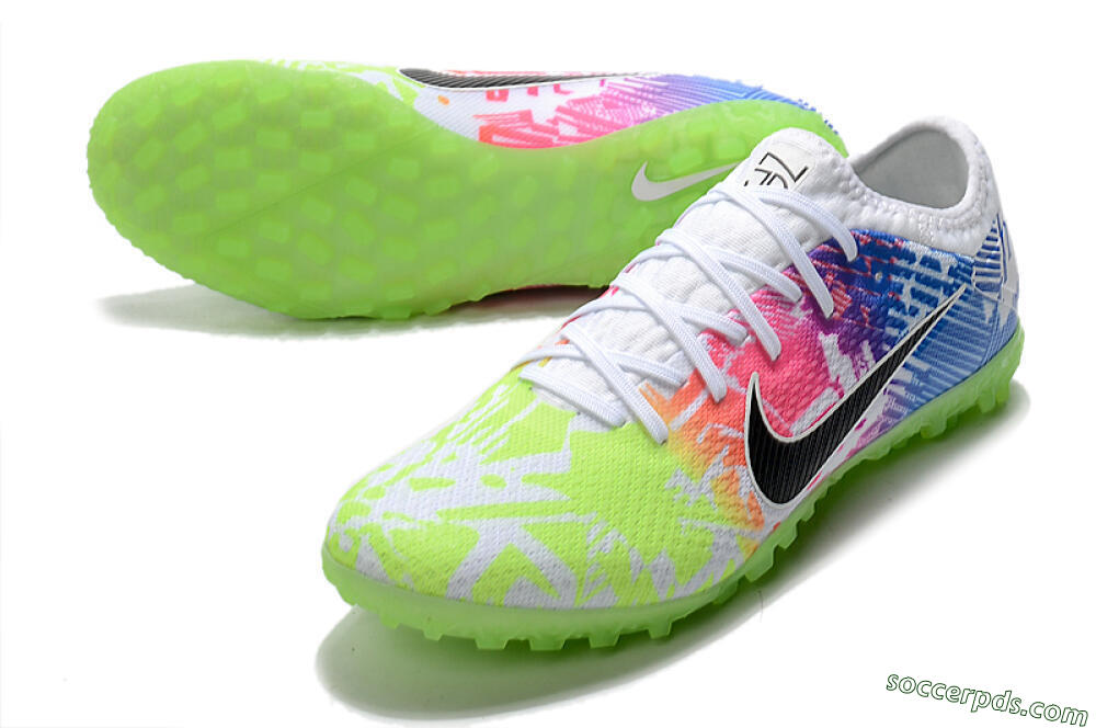 Nike Mercurial Vapor 13 Pro TF Low-Tops Football Shoes - White/Black/Pink/Blue 3