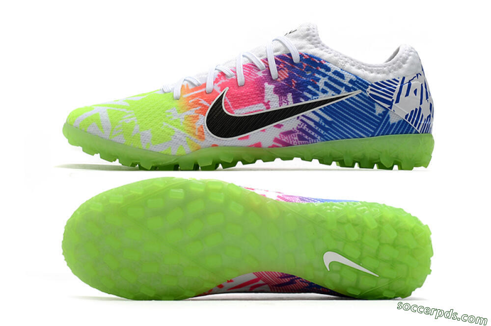 Nike Mercurial Vapor 13 Pro TF Low-Tops Football Shoes - White/Black/Pink/Blue 0