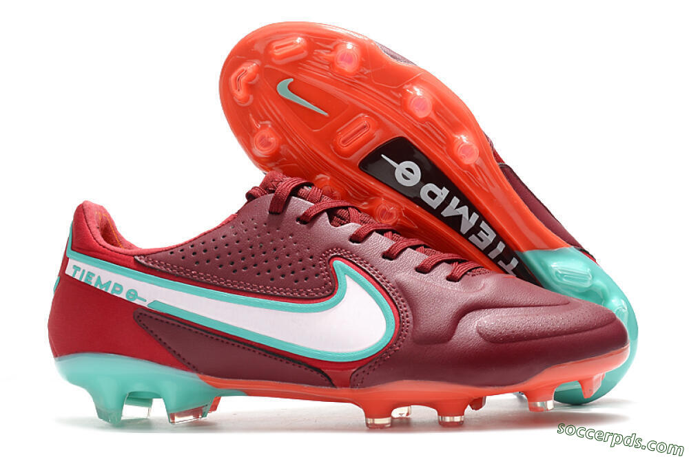 Nike Tiempo Legend 9 Elite FG Low-Tops Football Boots - Red/Jade/White 1