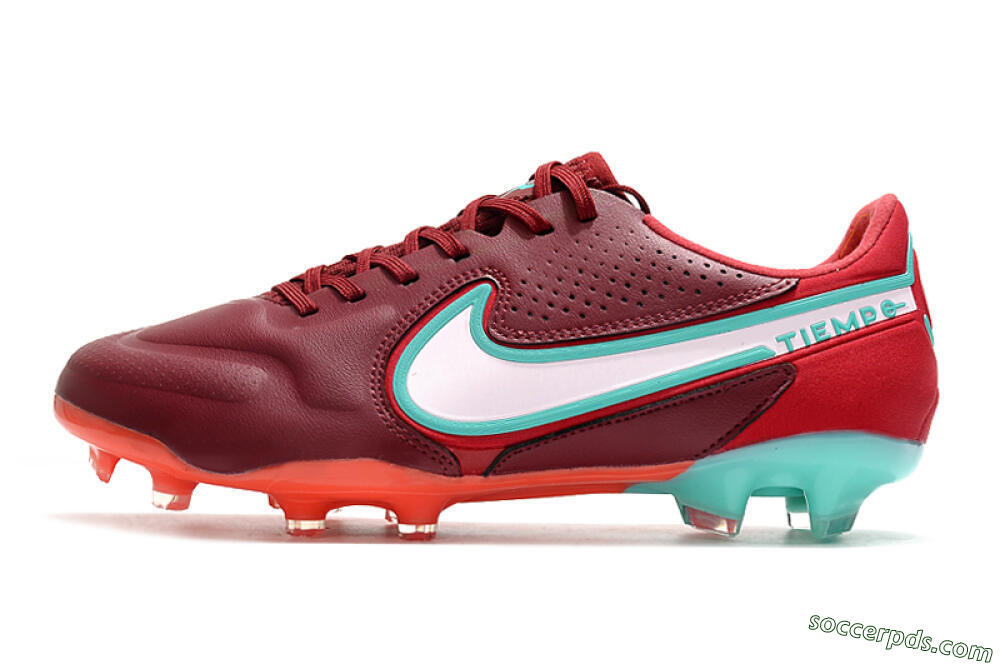 Nike Tiempo Legend 9 Elite FG Low-Tops Football Boots - Red/Jade/White 2