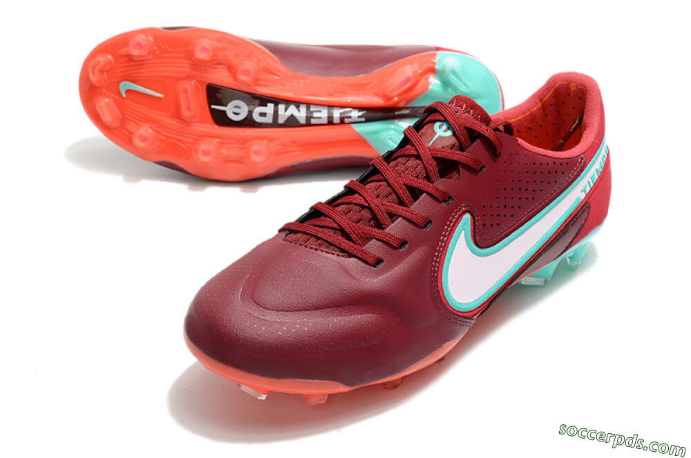 Nike Tiempo Legend 9 Elite FG Low-Tops Football Boots - Red/Jade/White 3
