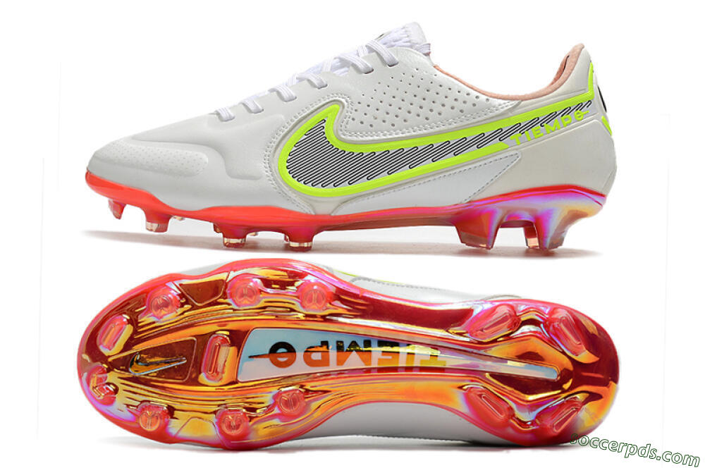 Nike Tiempo Legend 9 Elite FG Low-Tops Football Boots - White/Yellow/Black/Gold 0