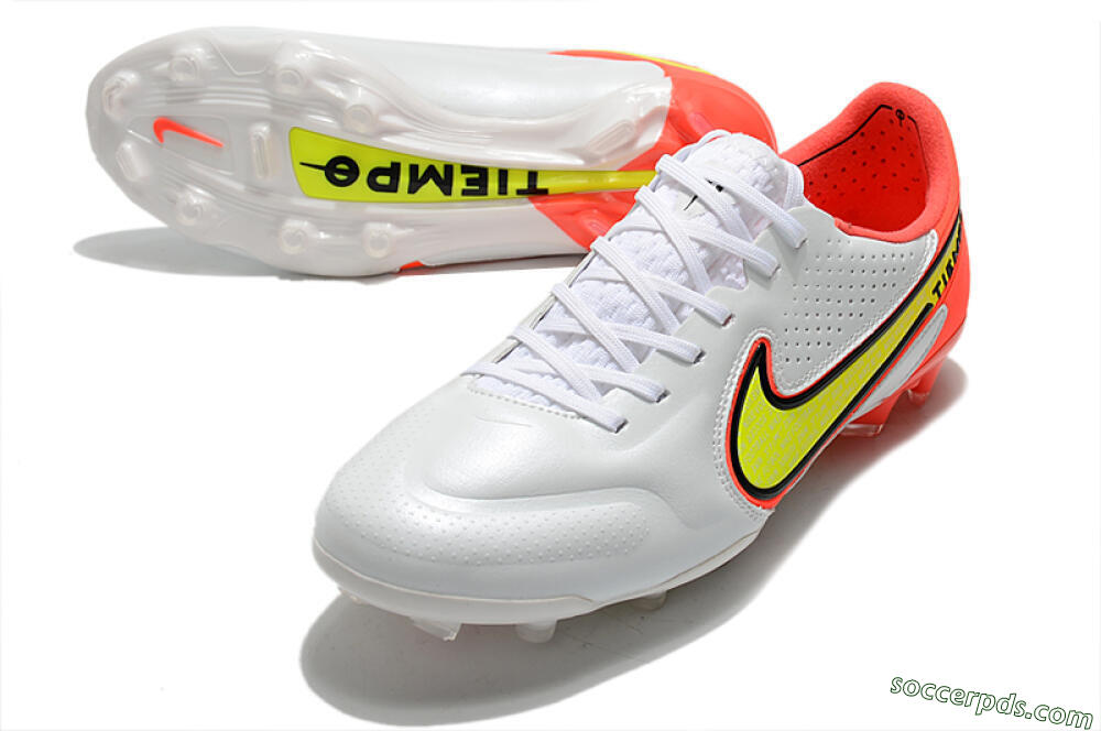 Nike Tiempo Legend 9 Elite FG Low-Tops Football Boots - White/Yellow/Red 3