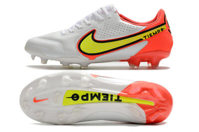 Nike Tiempo Legend 9 Elite FG Low-Tops Football Boots - White/Yellow/Red