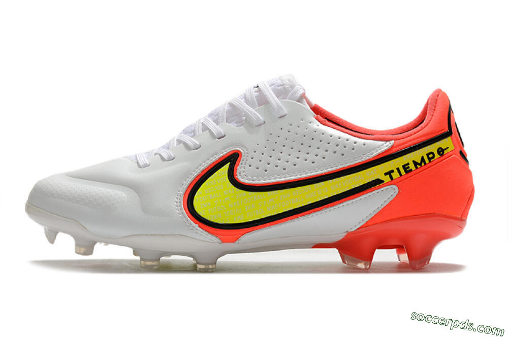 Nike Tiempo Legend 9 Elite FG Low-Tops Football Boots - White/Yellow/Red 2