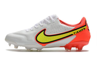 Nike Tiempo Legend 9 Elite FG Low-Tops Football Boots - White/Yellow/Red