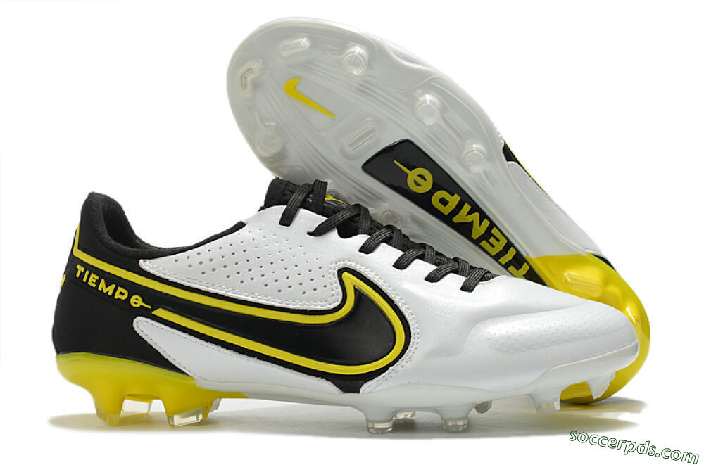 Nike Tiempo Legend 9 Elite FG Low-Tops Football Boots - White/Yellow/Black 1