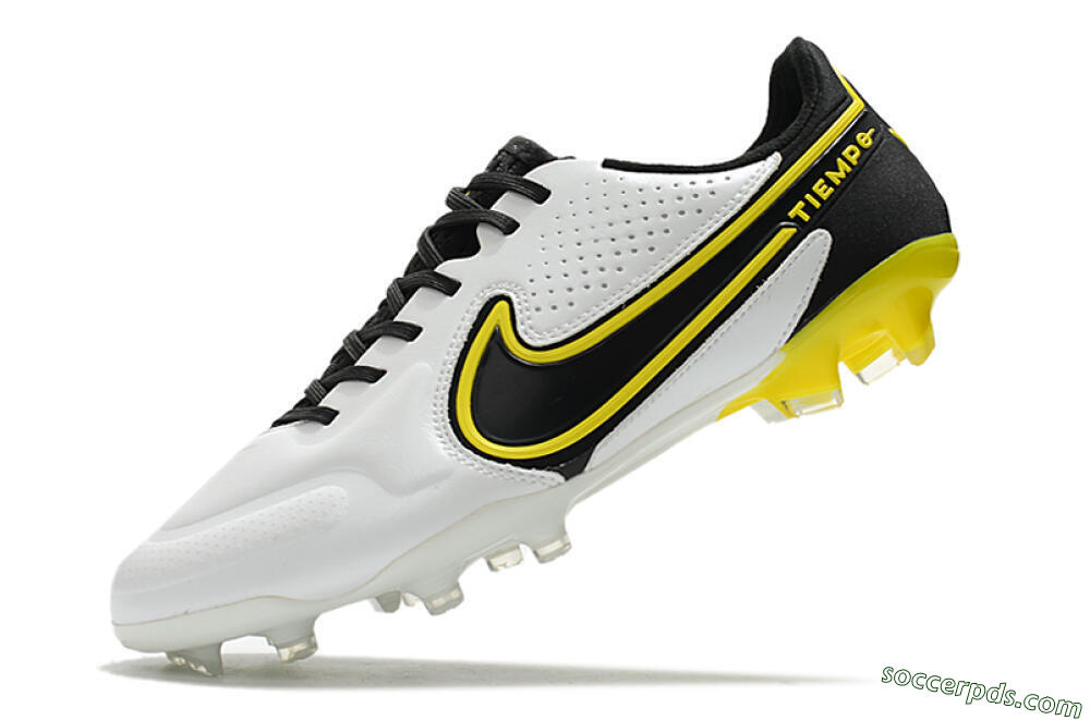 Nike Tiempo Legend 9 Elite FG Low-Tops Football Boots - White/Yellow/Black 5