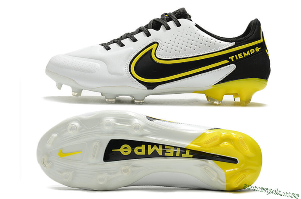 Nike Tiempo Legend 9 Elite FG Low-Tops Football Boots - White/Yellow/Black 0