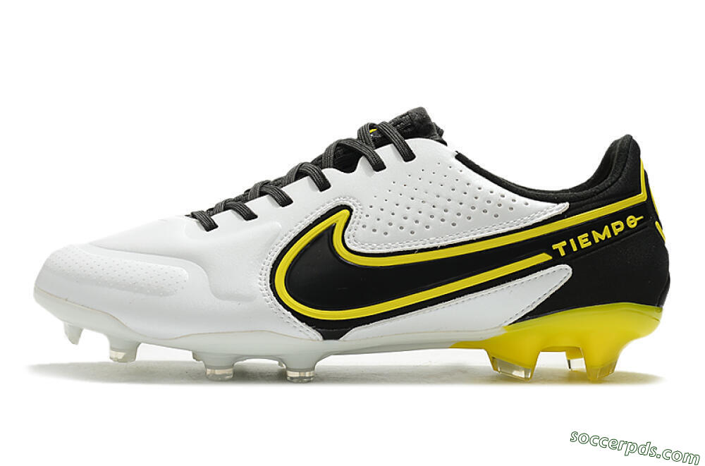 Nike Tiempo Legend 9 Elite FG Low-Tops Football Boots - White/Yellow/Black 2
