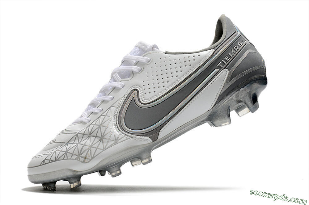Nike Tiempo Legend 9 Elite FG Low-Tops Football Boots - White/Grey/Silver 5