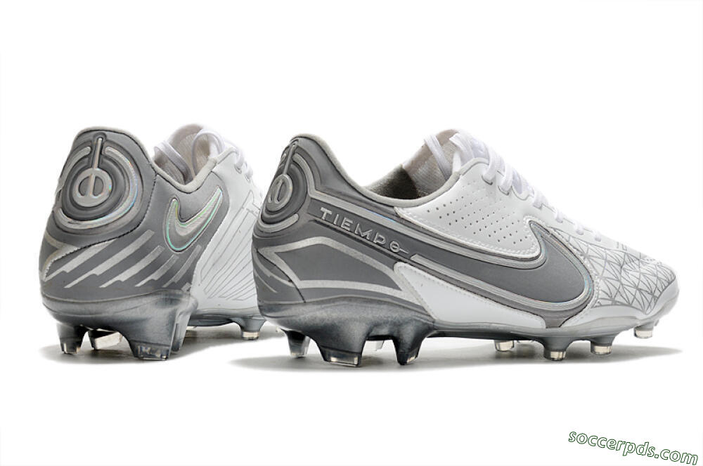 Nike Tiempo Legend 9 Elite FG Low-Tops Football Boots - White/Grey/Silver 6