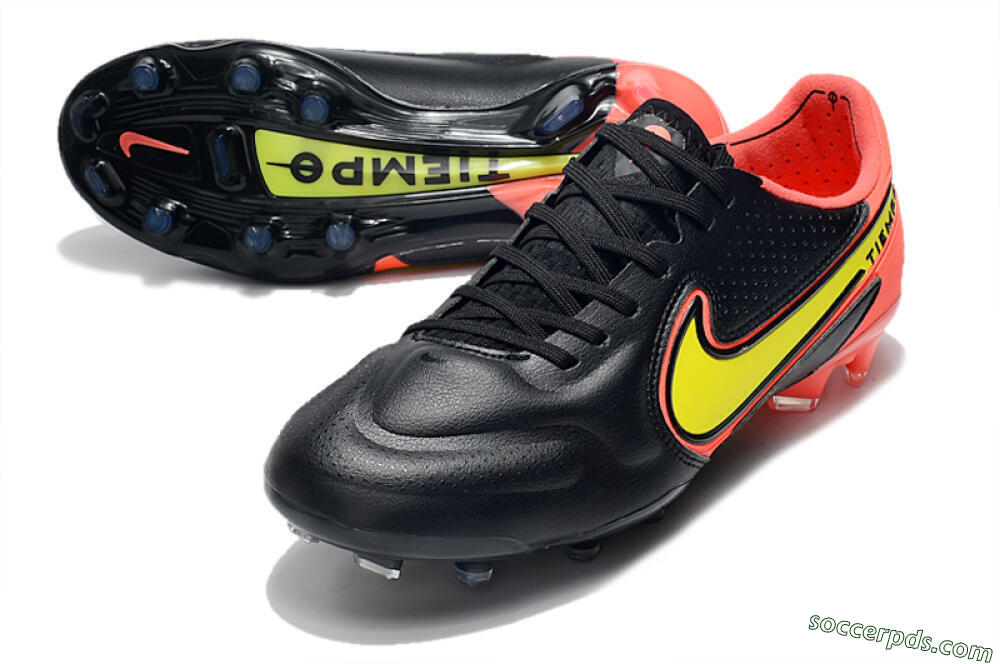 Nike Tiempo Legend 9 Elite FG Low-Tops Football Boots - Black/Yellow/Red 3